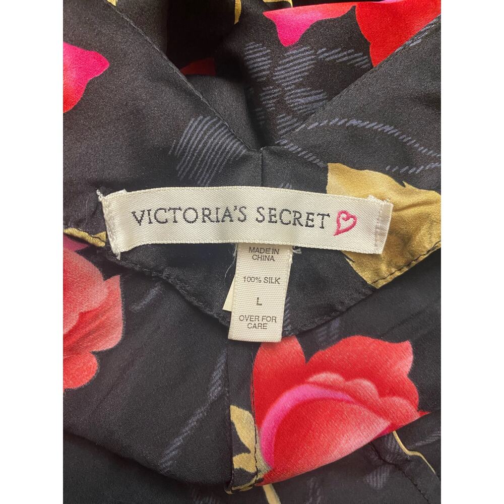 Victorias Secret Vintage Silk Floral Lace‎ Slip Mini Dress Size Large Black 90s - Picture 2 of 9